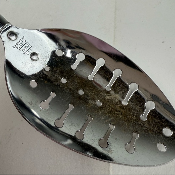 Vintage Ekco Stainless Steel Slotted Spoon Plastic Handle Kitchen Serving - Picture 4 of 5